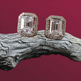 White Finish Zircon Stud Earrings In 925 Sterling Silver